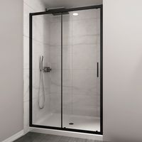 MAMPARA PREMIUM MATTE BLACK CORREDERA FRONTAL 1400X1900 6mm EASY