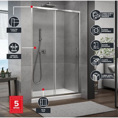 Imagen 2 del producto Mampara LIGHT corredera frontal 170x190 cm