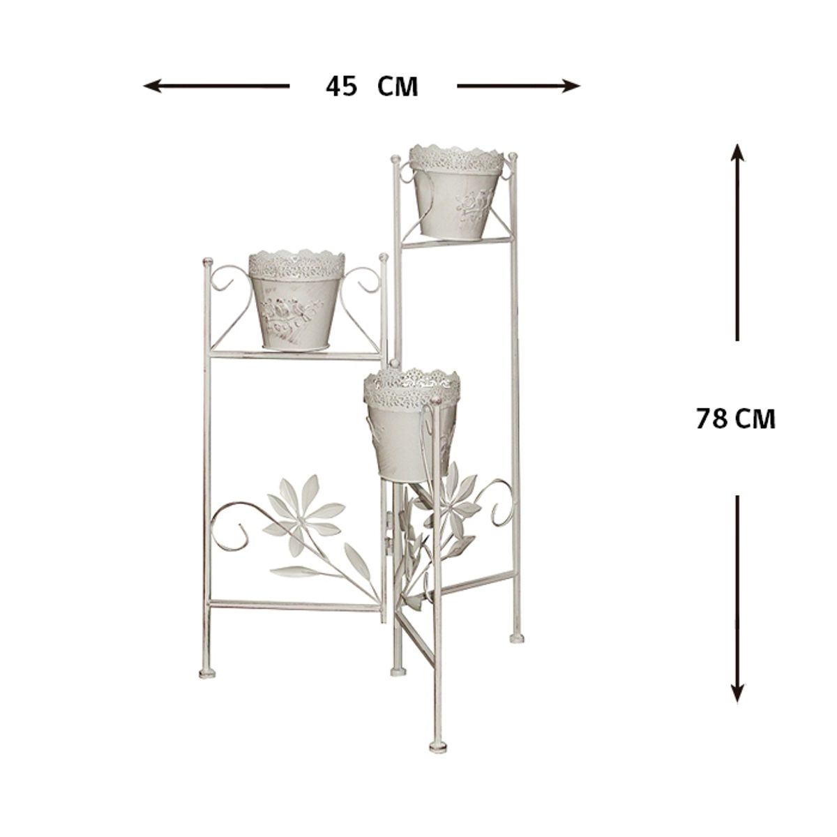 MSA MUEBLES SANTA ANA - PLANTERO PROVENZAL 3 VASIJAS (45 x 45 x 78 cm)