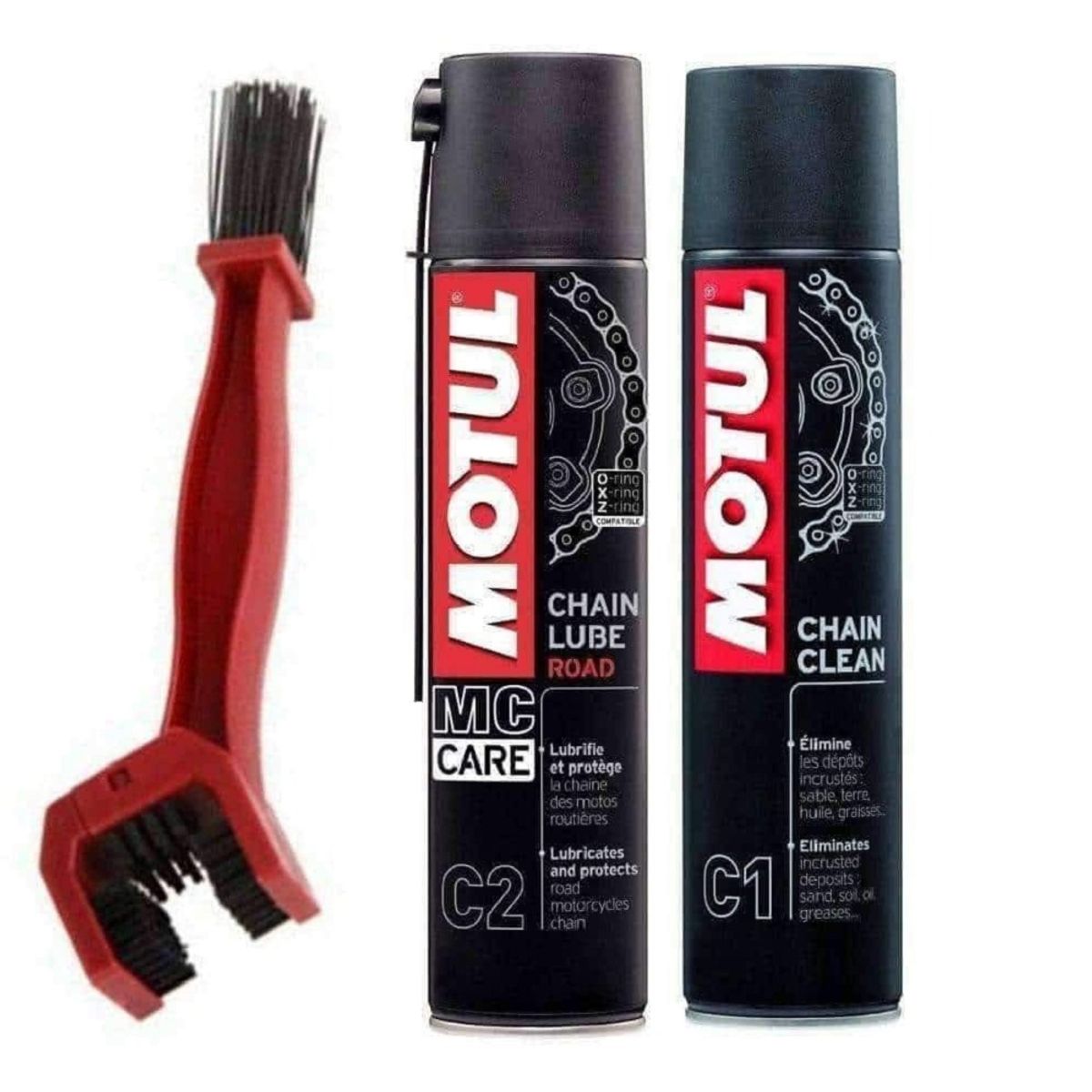 GENERICO - Kit Lubricante C2 y Desengransante C1 C Cepillo Motos Motul