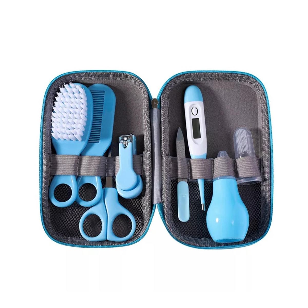 KIVARA - Set Higiene Cuidado Para Bebes Celeste 8 Piezas Con Estuche