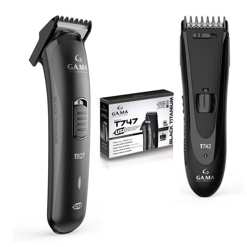 GAMA - Kit Cortapelos Clipper Trimmer Usb Gama Black Titanium T747
