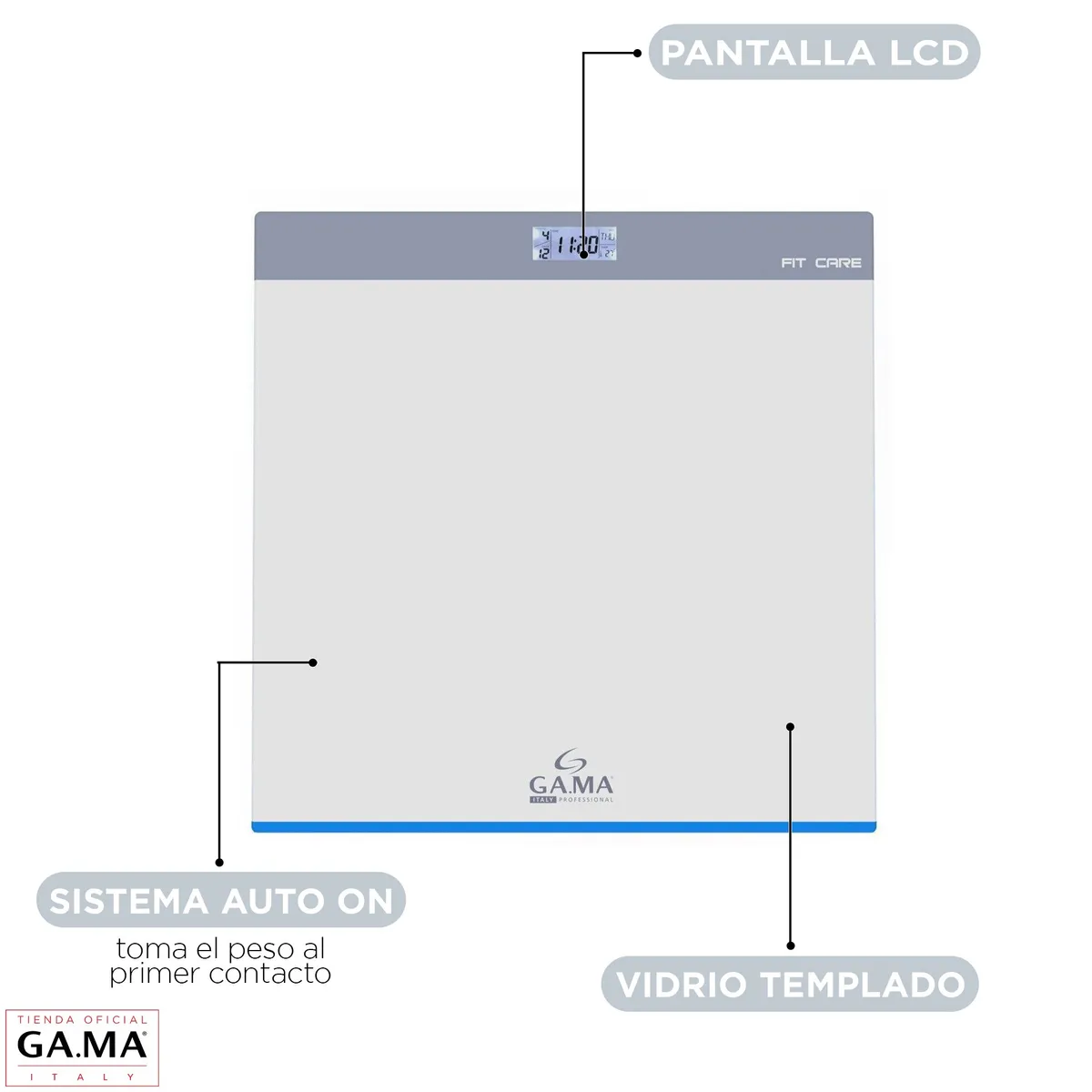GAMA - Balanza Gama Fit Care Vidrio Templado Digital 150K Pesa Baño