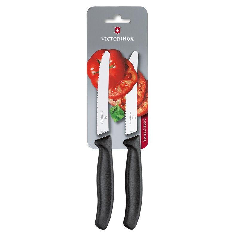 VICTORINOX - Cuchillo Verdura Swiss Classic color Negro. Hoja 11 cm. Victorinox