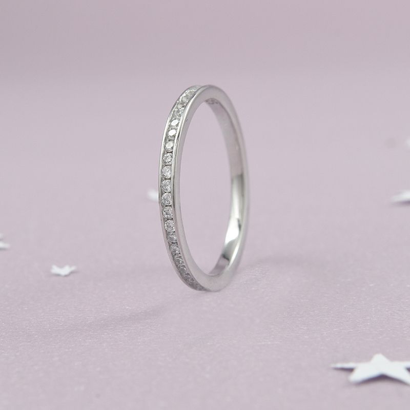 ROSETT - Anillo Cintillo Engastado Plata Ley 925