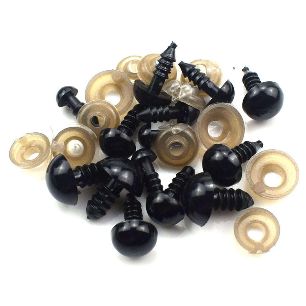 GENERICO - 12 ojos de seguridad 12mm Negros amigurumis (6 pares)