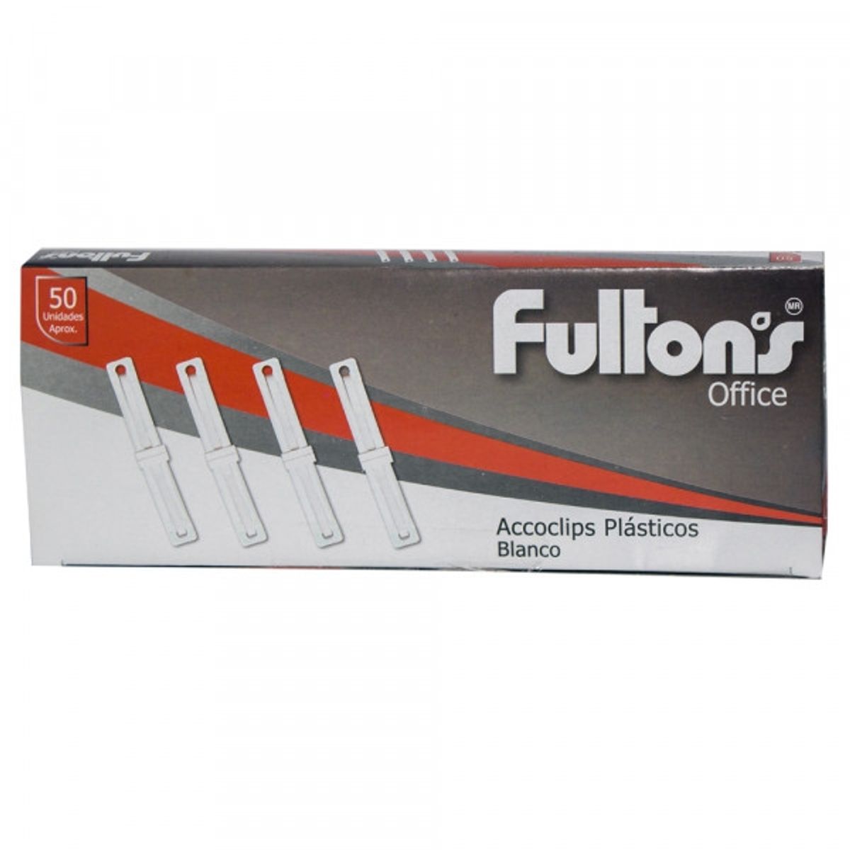 FULTONS - Caja accoclips plásticos blancos 50 unidades