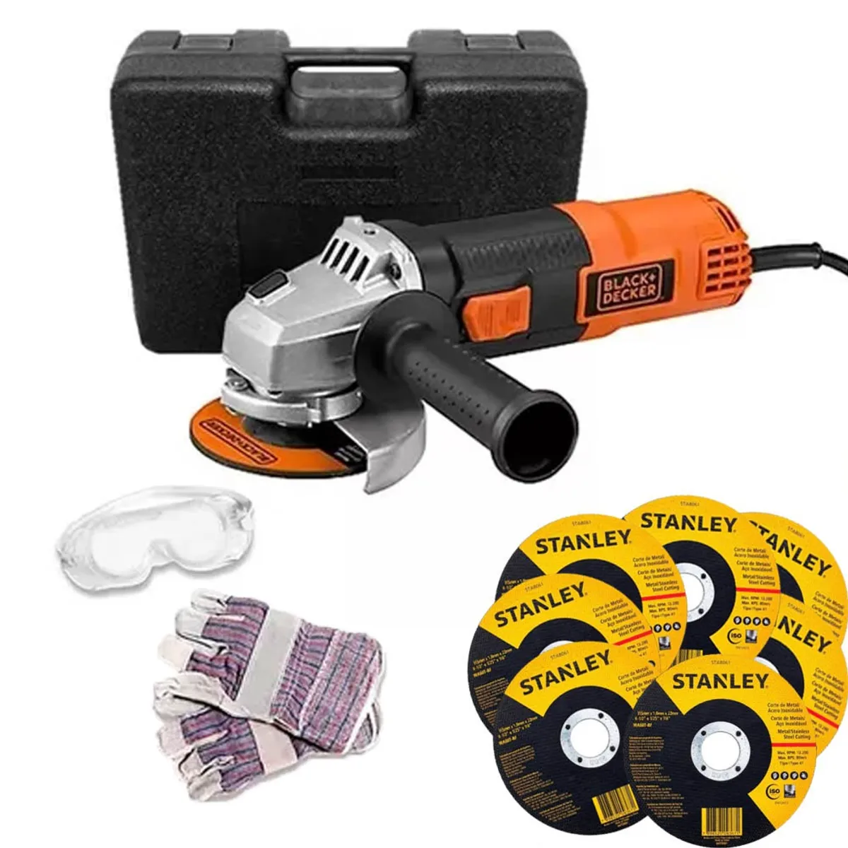 BLACK+DECKER - ESMERIL ANGULAR 4.1/2  820 W INCLUYE 10 DISCOS STANLEY