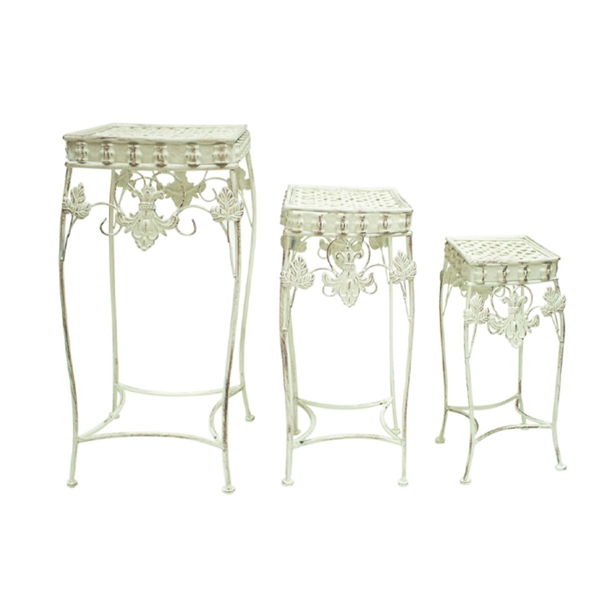 MSA MUEBLES SANTA ANA - SET 3 PLANTEROS PROVENZAL (32 x 32 x 70 cm)