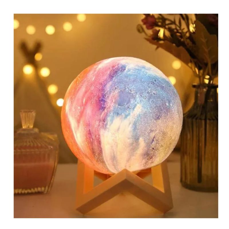 GENERICO - LUNA DECORATIVA 3D MULTICOLOR USB