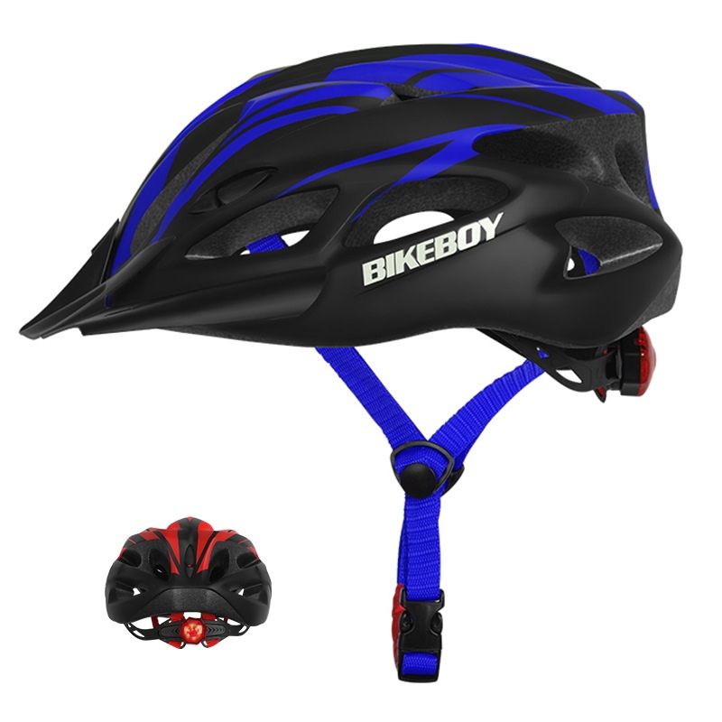DEFENSOR FOREVER - Casco Adulto De Bicicleta Con Luz Negro Azul
