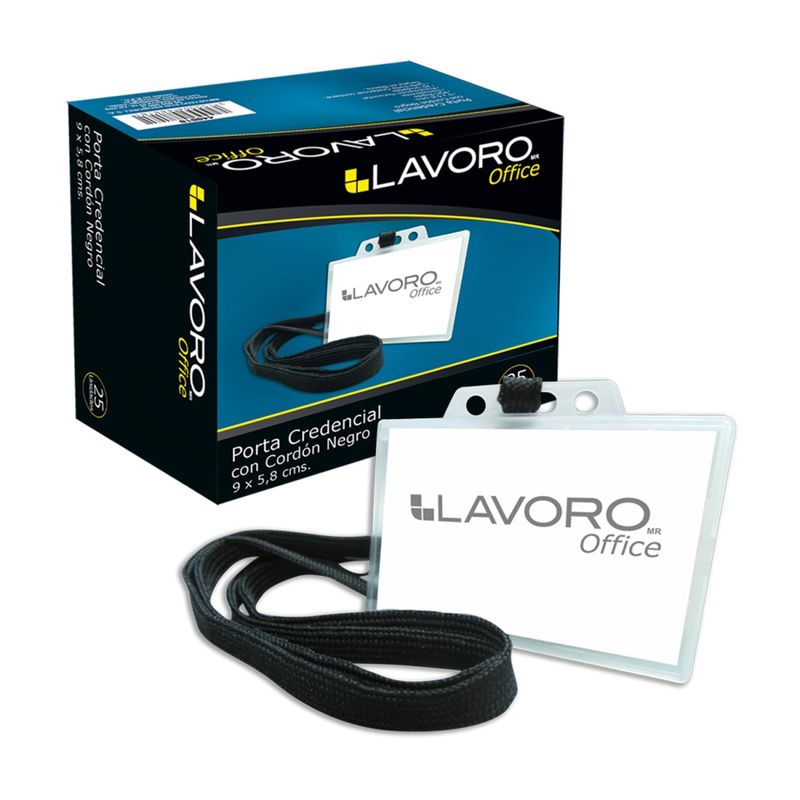 LAVORO - Pack 5x Portacredencial rígida con cordón negro
