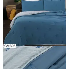 TODOHOGAR SANTIAGO DE CHILE - Cubrecamas de Algodón bordados 1.5 REVERSIBLE CMB03