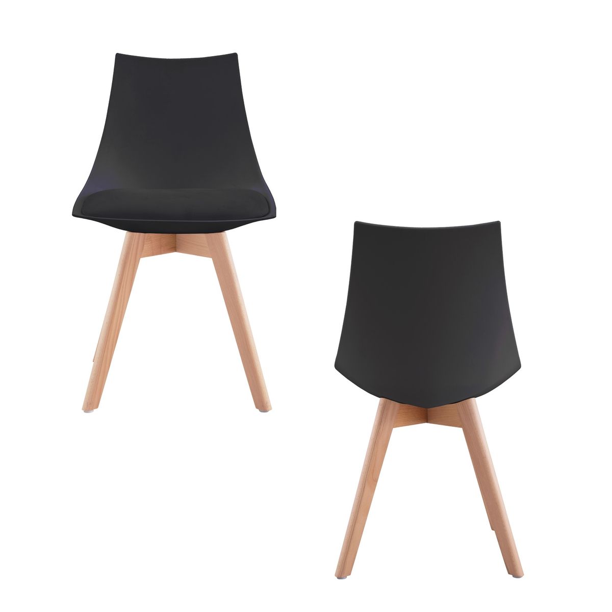 NOVAHUS - Pack 4 Silla De Comedor Con Patas De Madera Negro