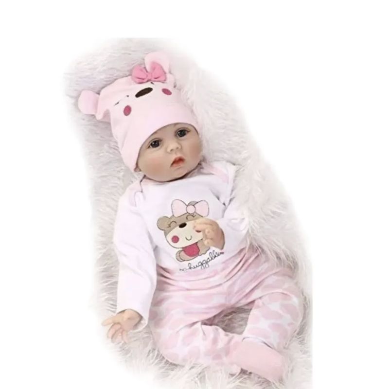 FRANAFOR - Muñeca Realista Bebe reborn Silicona 55cm Rosada