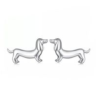 Aros perro salchicha dachshund plata 925 joya juvenil mujer