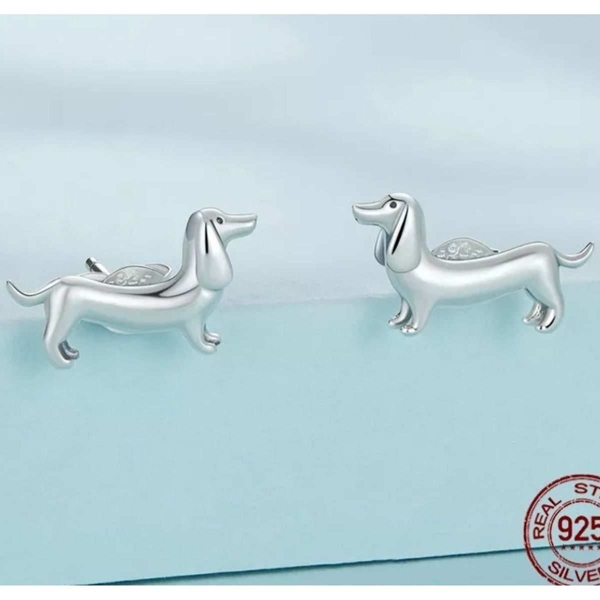 GENERICO - Aros perro salchicha dachshund plata 925 joya juvenil mujer