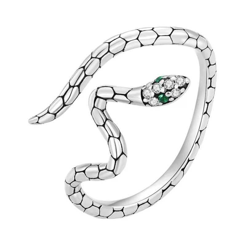 GENERICO - Anillo plata 925 serpiente ajustable mujer