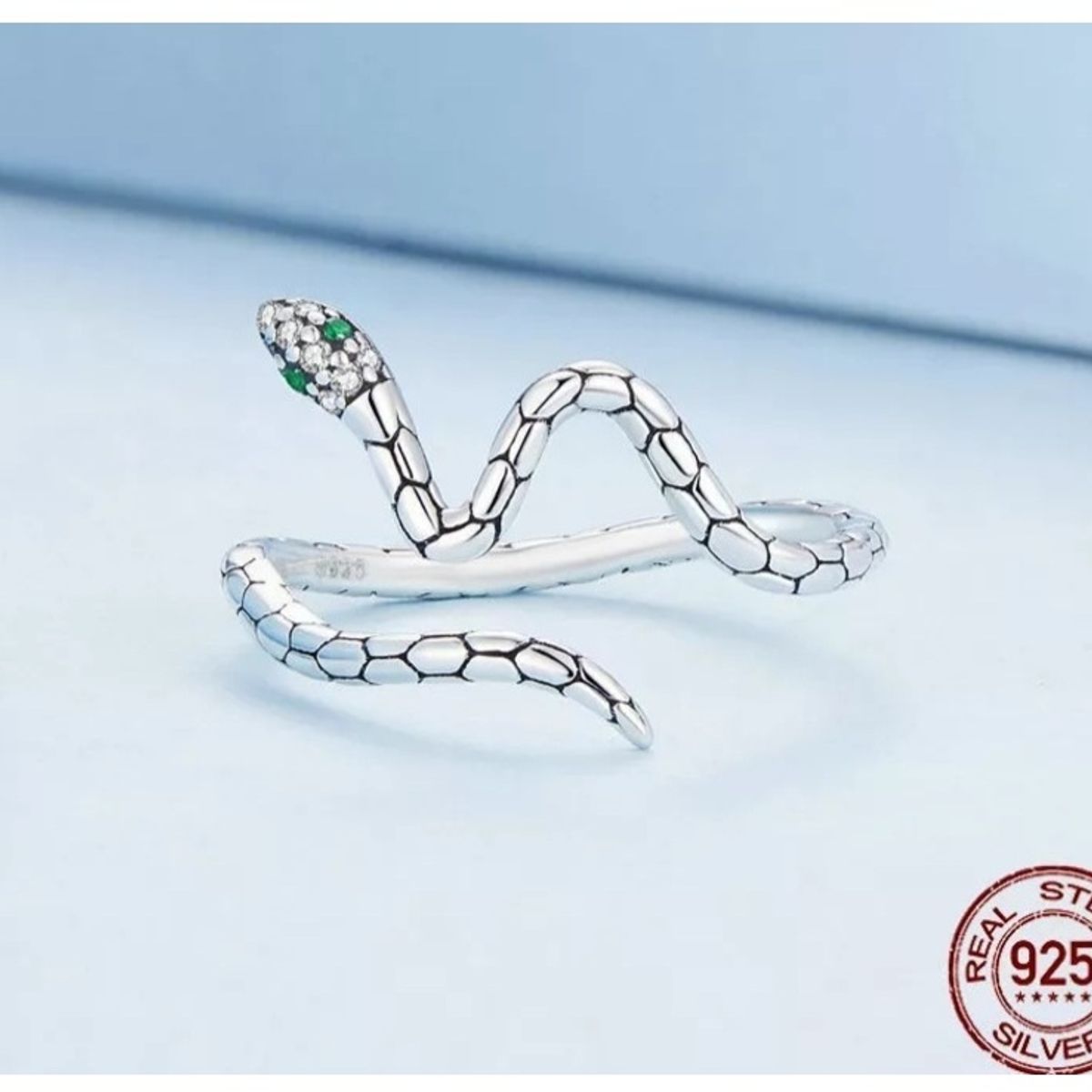 GENERICO - Anillo plata 925 serpiente ajustable mujer