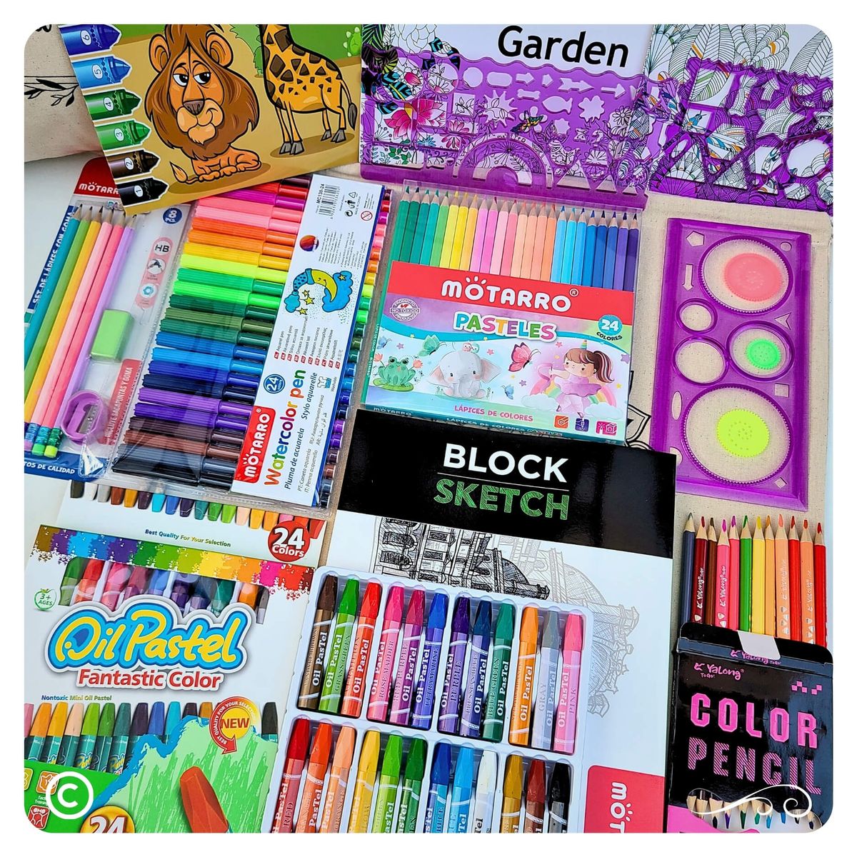CELEBRA IDEAS - Set kit de arte dibujo full lápices para colorear pack artistico navidad 100 pcs