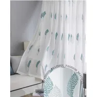 Visillos de hojas turquesa coloridos dos paños