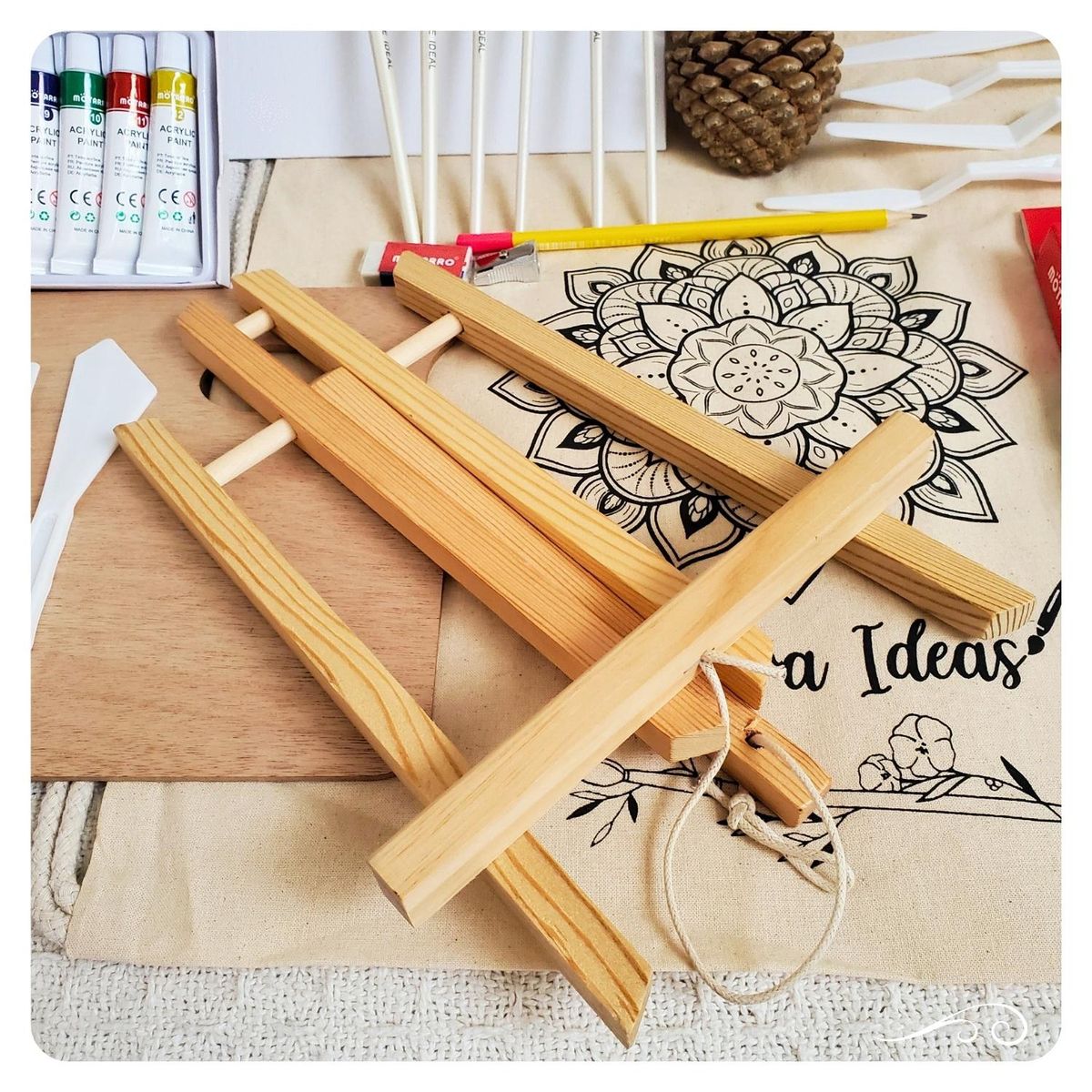 CELEBRA IDEAS - Set de Arte pinturas acrílicas con atril Kit Arte 29 piezas