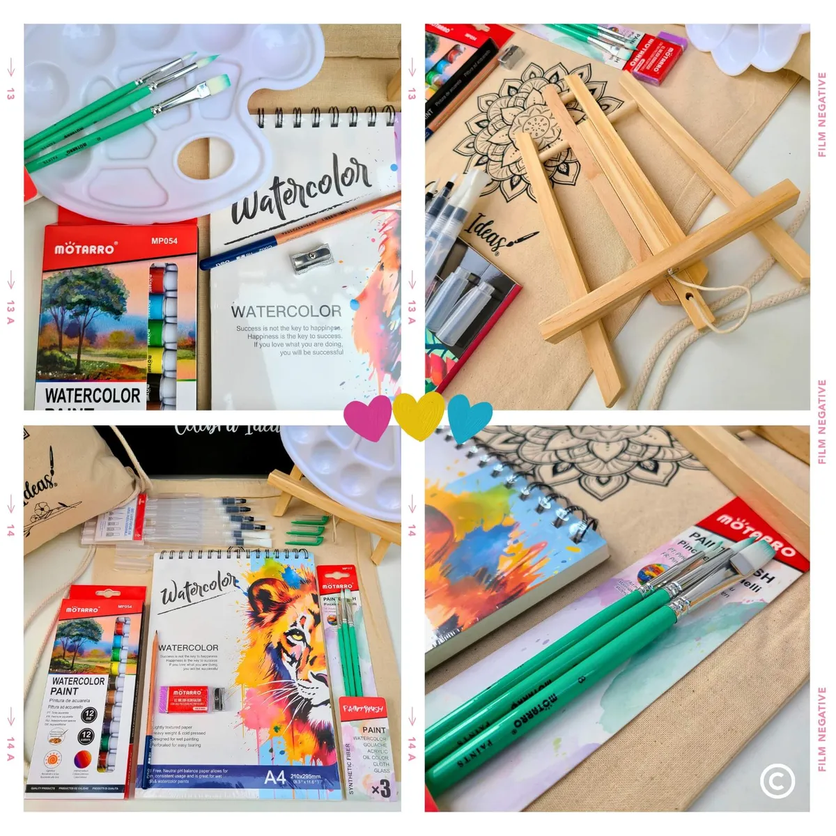 CELEBRA IDEAS - Set kit de Arte Pintura Acuarelas atril croquera pinceles recargables