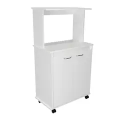 FMFURNITURE - Mueble Microondas 2 Puertas Blanco 59.5x150.6x51.5 cm