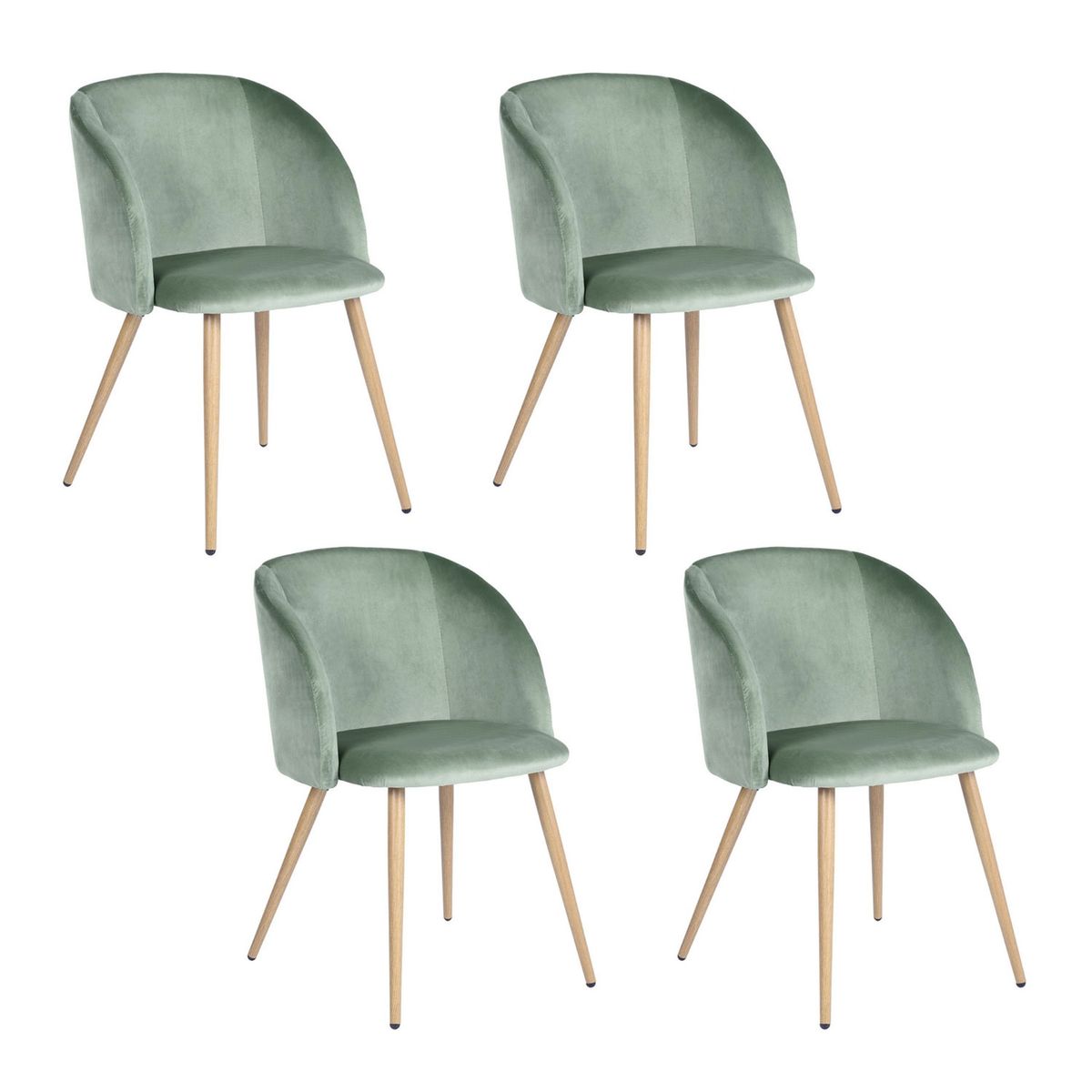 NOVAHUS - Pack 4 Sillas Comedor Lounge Terciopelo - Verde