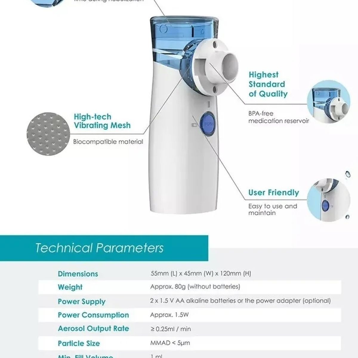 GENERICO - Nebulizador Portatil Nebulizador Asma Aerocamara Inhalador