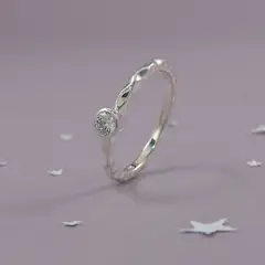 ROSETT - Anillo Solitario Texturado Plata Ley 925