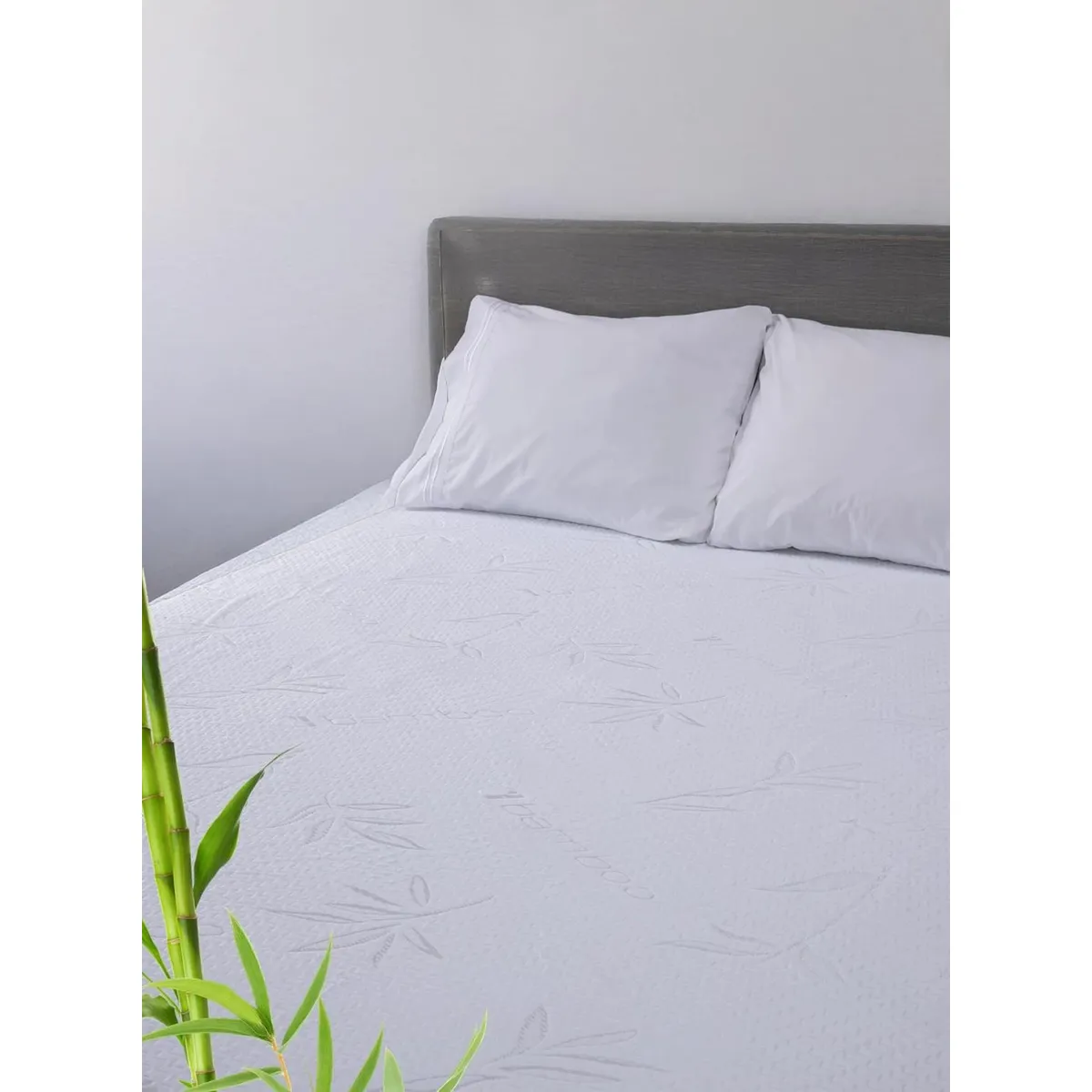 CASATUA - Cubre Colchon Protector Impermeable Bambu - Blanco - 1,5 plazas