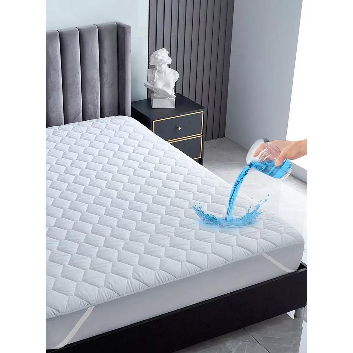 CASATUA - Cubre Colchon Protector Impermeable Elasticos - Blanco - 1,5 plazas