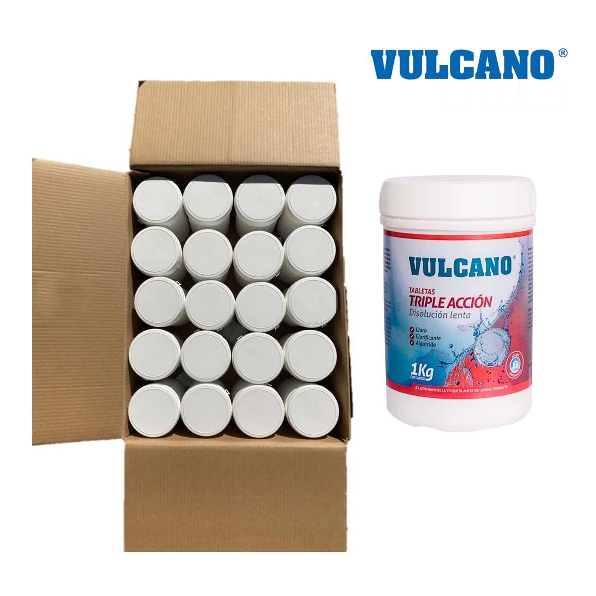 VULCANO - Pack De 20 Kilos Cloro Triple Acción Pastillas