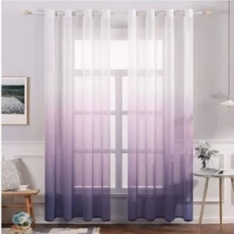 ANGELES DEL HOGAR - Set de Cortinas Visillo tipo Velo - 2 Paños - Color Morado