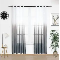 ANGELES DEL HOGAR - Set de Cortinas Visillo tipo Velo - 2 Paños - Color Gris