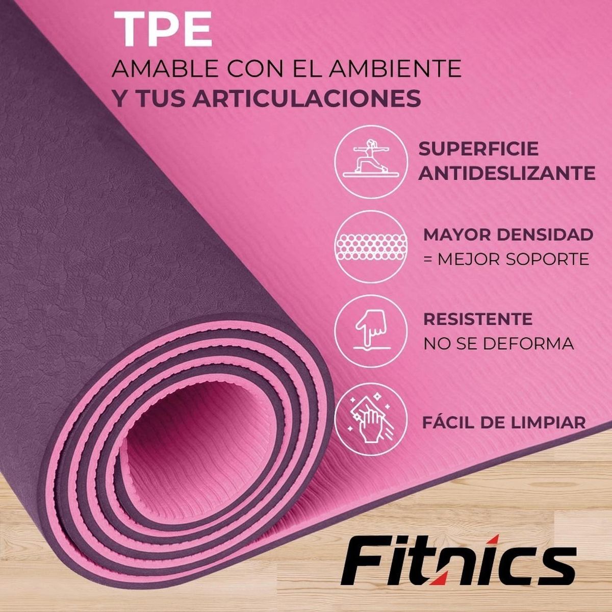 FITNICS - MatYoga Colchoneta Eco8mm - Violeta - 183 x 61 cm