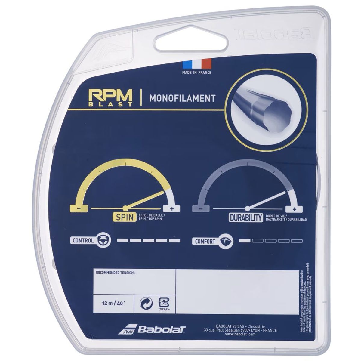 BABOLAT - CUERDA TENIS BABOLAT RPM BLAST 12 MTS - 1.25 (NEGRO)