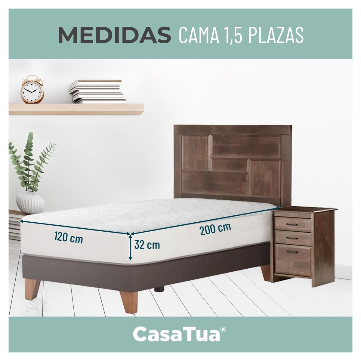 CASATUA - Cubre Colchon Protector Impermeable CasaTua - Blanco - 1,5 Plazas