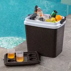 REYPLAST - Cooler Nevera Cava Hielera Portátil 35 Litros Tapa Cafe