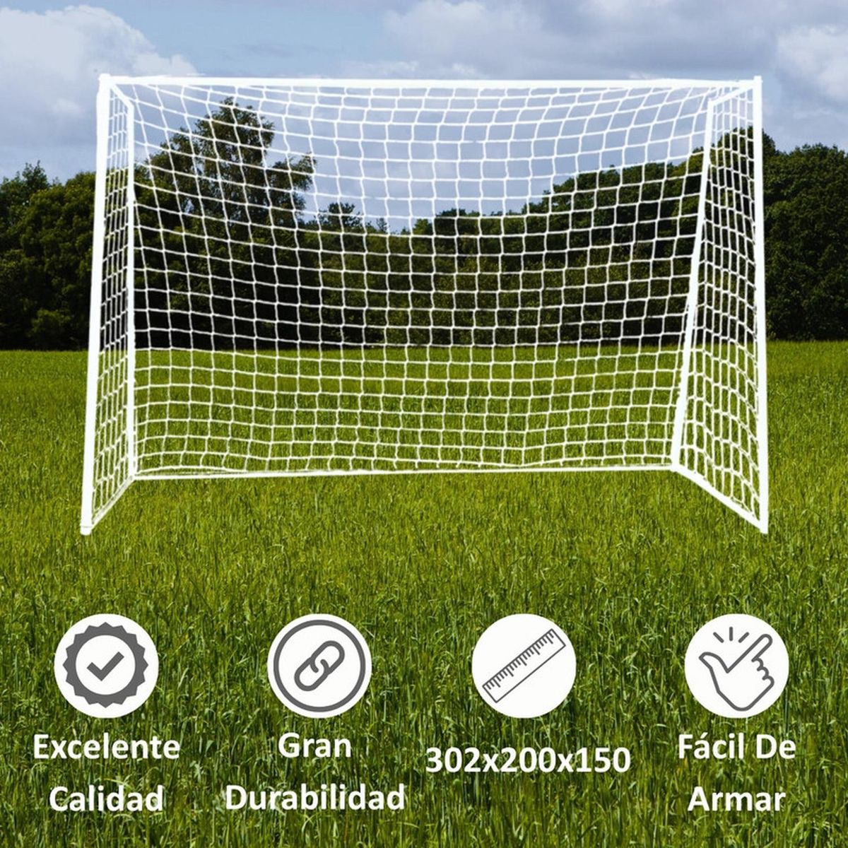 AUCKLAND OUTDOOR - Arco De Futbol Metalico 300 X 200 + Red Desarmable