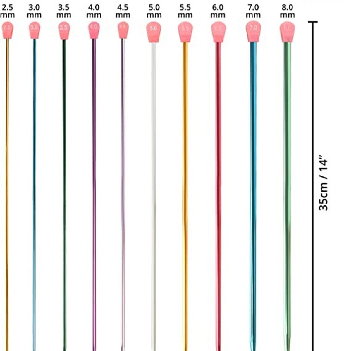 GENERICO - Crochet Tunecino 10unid. 2.5mm a 8mm 35cm de largo
