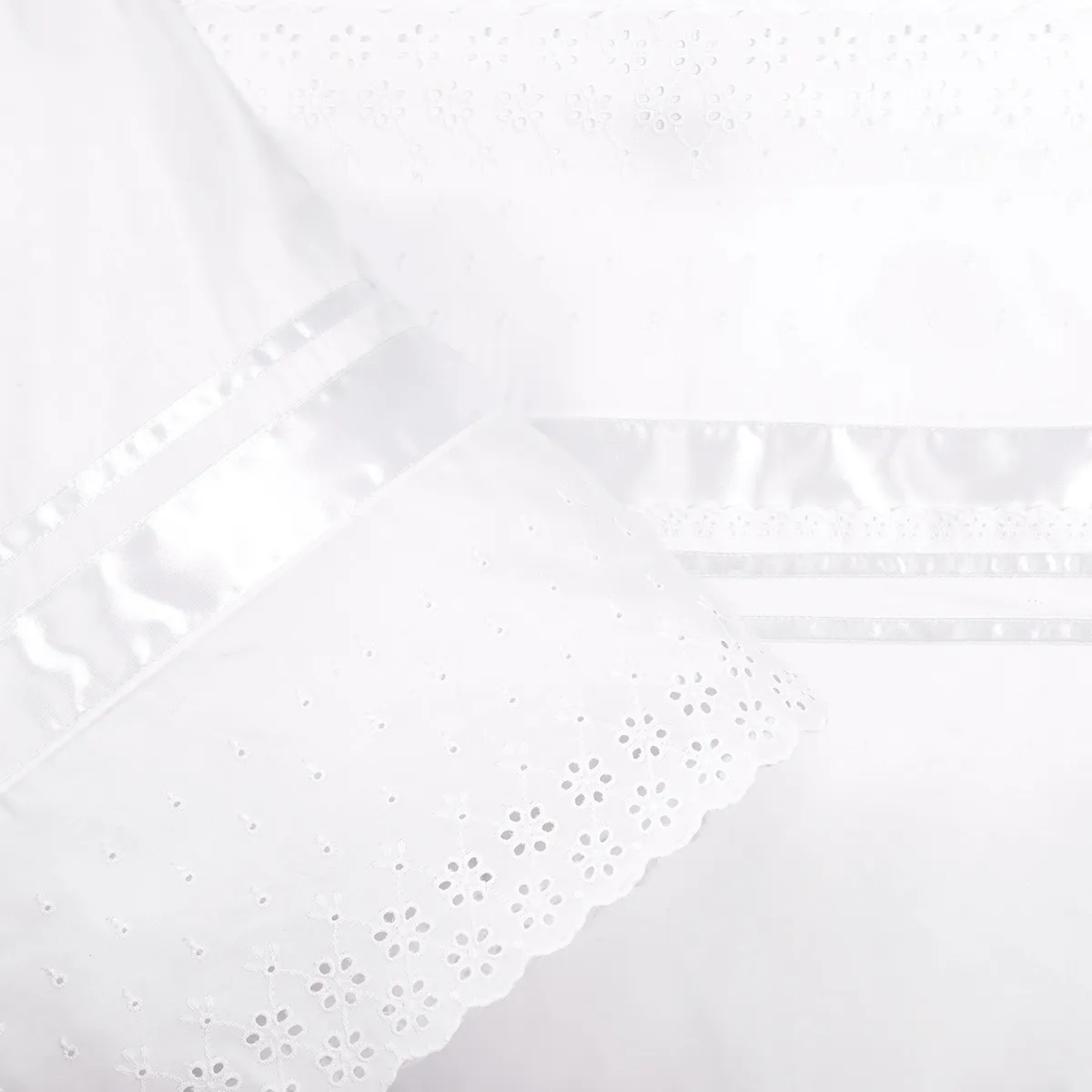 NINA HERRERA - Sábana Broderie Blanco 220 Hilos 2 Plazas