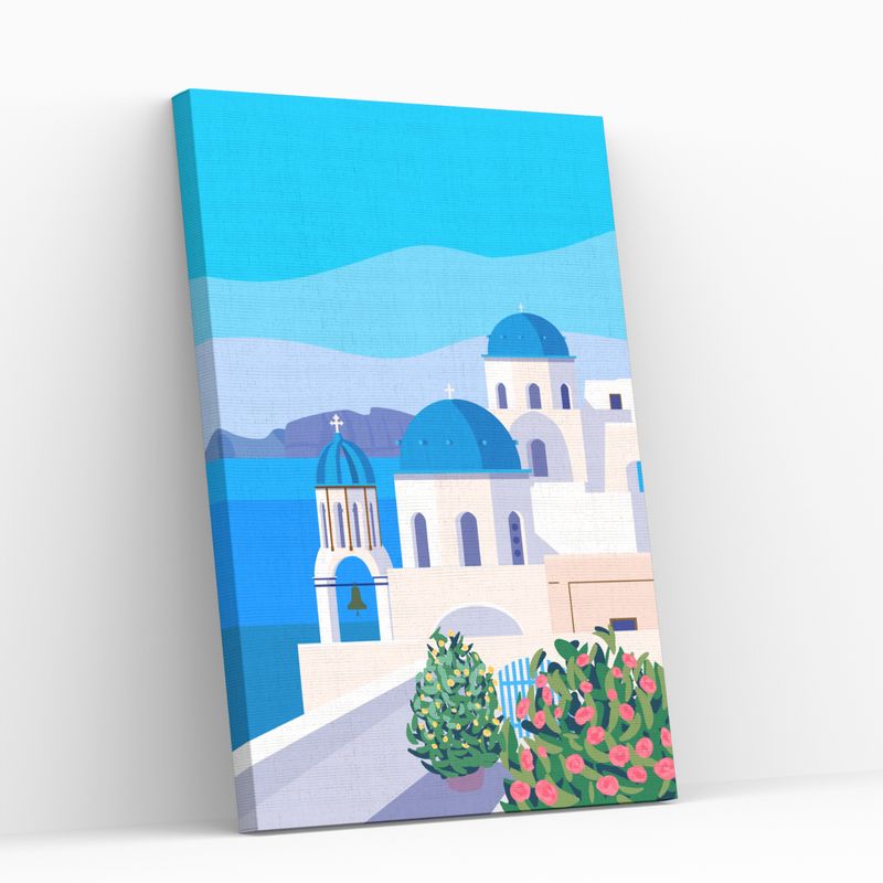 GENERICO - Pintura por números 25x35cm en bastidor Santorini Grecia - Painting by number