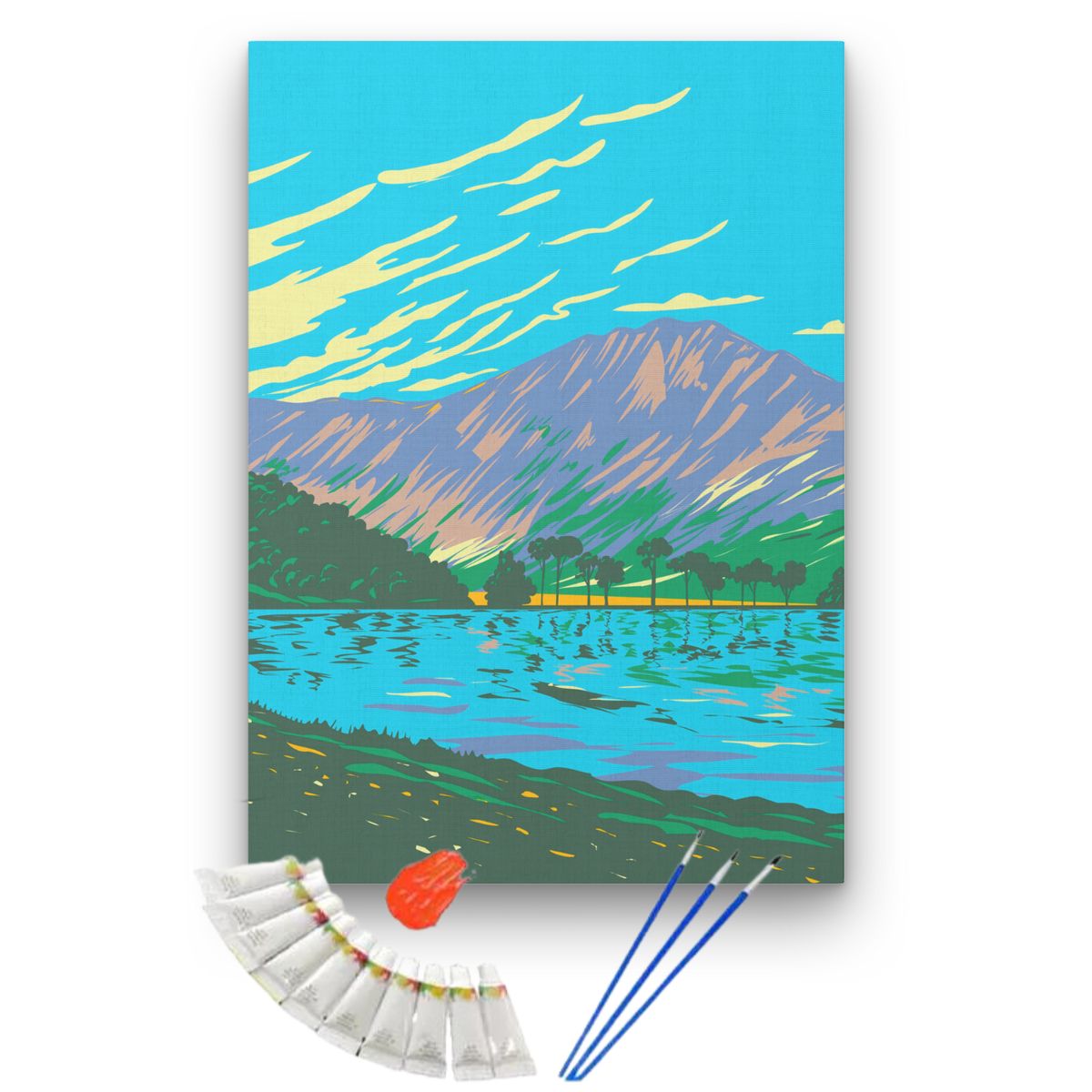 GENERICO - Pintura por números 25x35cm en bastidor Paisaje en el lago - Painting by number