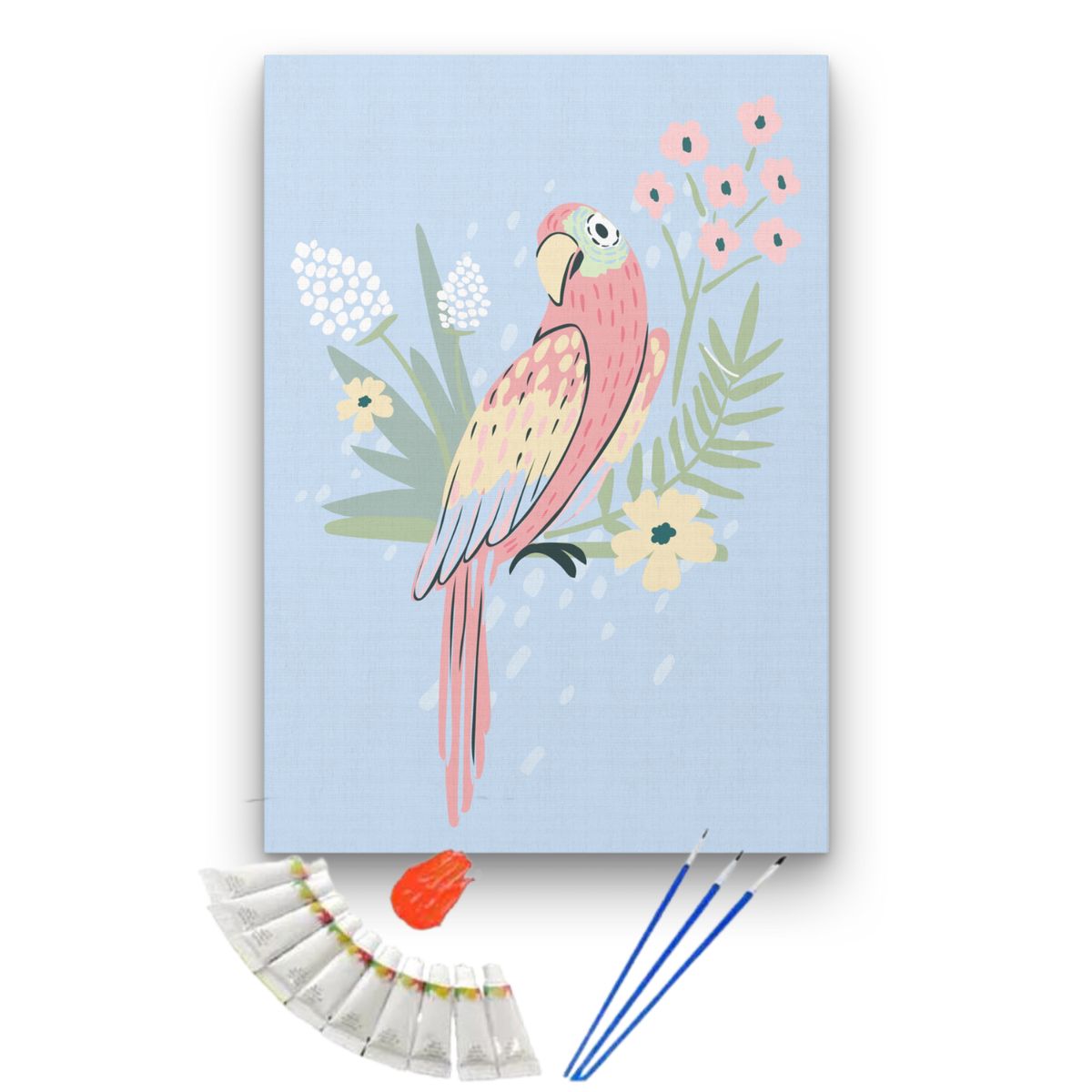 GENERICO - Pintura por números 25x35cm en bastidor Loro - Painting by number