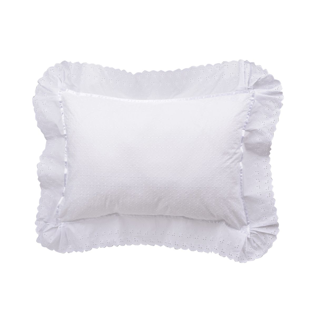 NINA HERRERA - Funda Clásica Broderie Blanco 220 Hilos 50x70cm