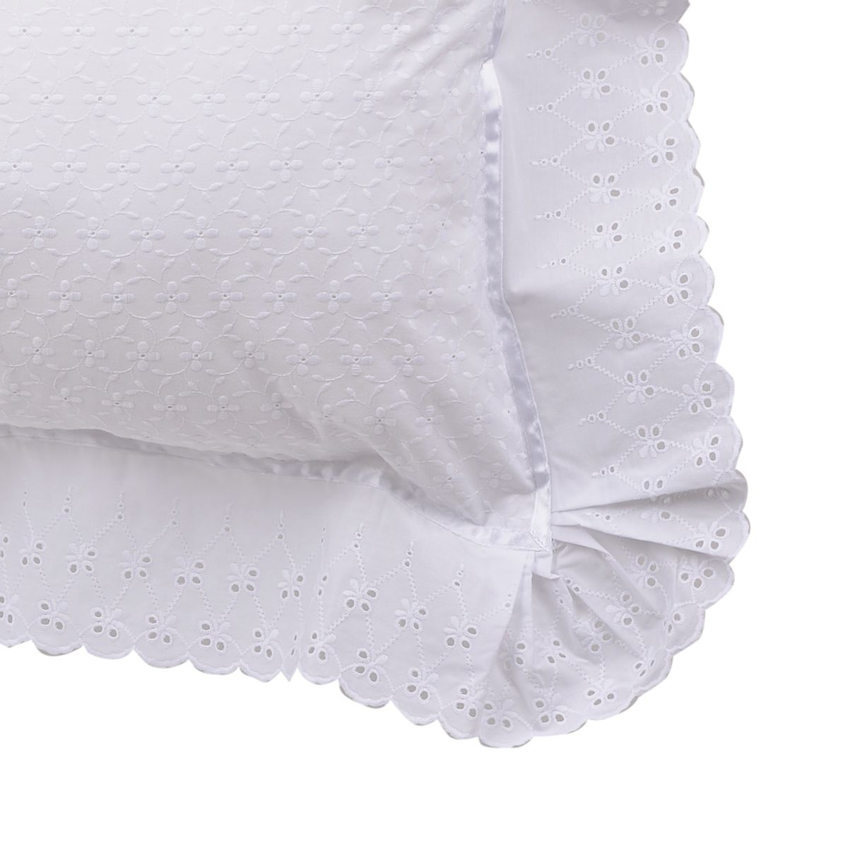 NINA HERRERA - Funda Clásica Broderie Blanco 220 Hilos 50x70cm