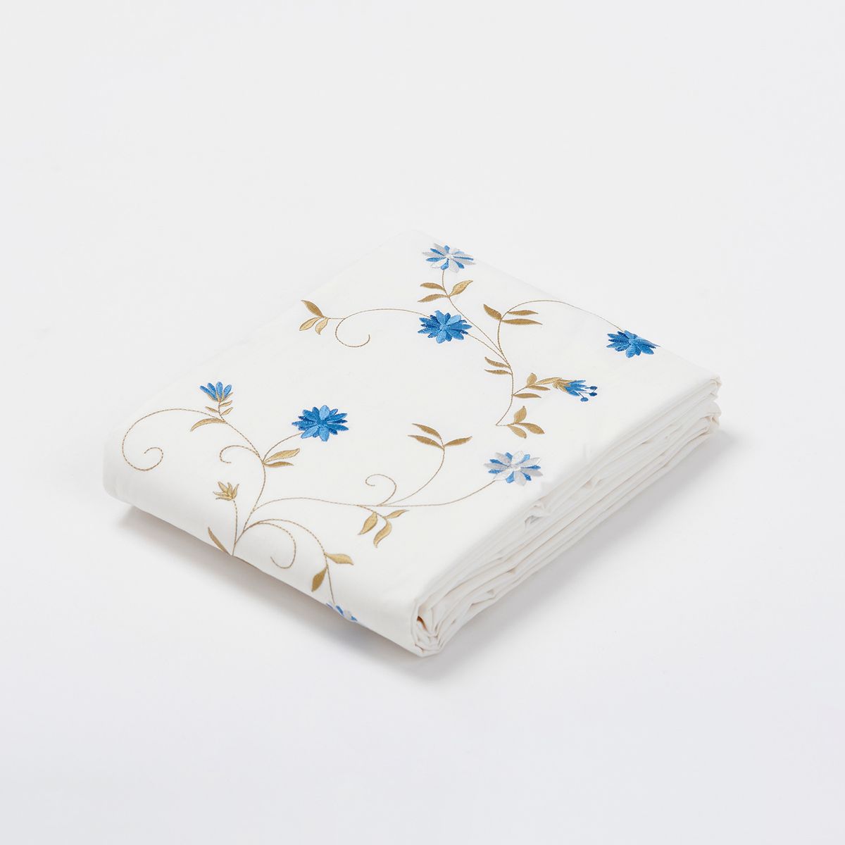 NINA HERRERA - Cubreplumón Bordado Florencia Azul 220 Hilos 1,5 Plaza