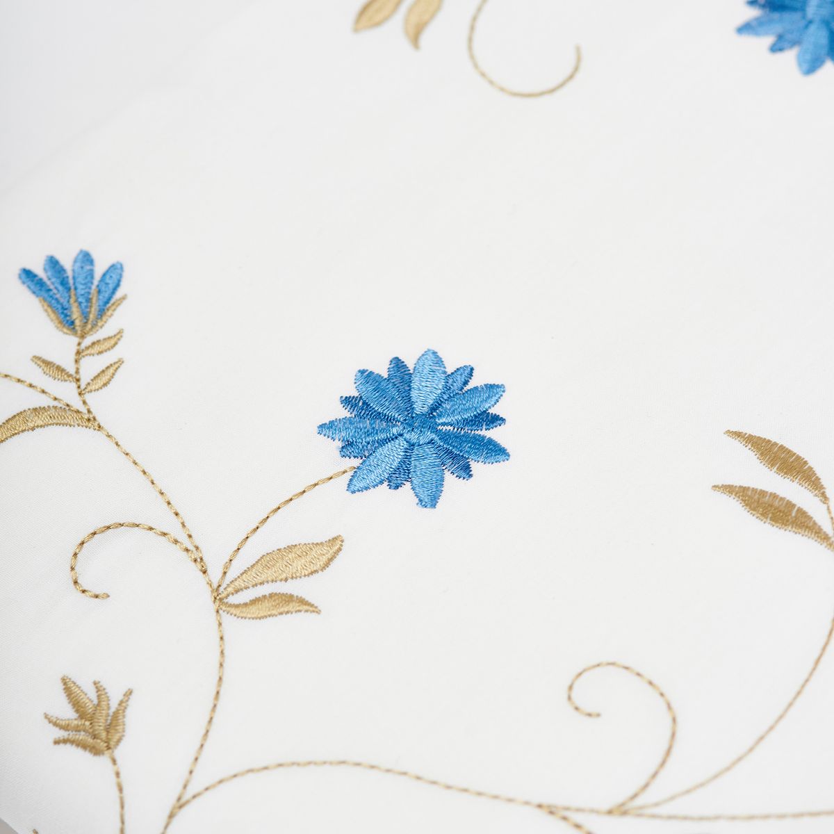 NINA HERRERA - Cubreplumón Bordado Florencia Azul 220 Hilos 1,5 Plaza